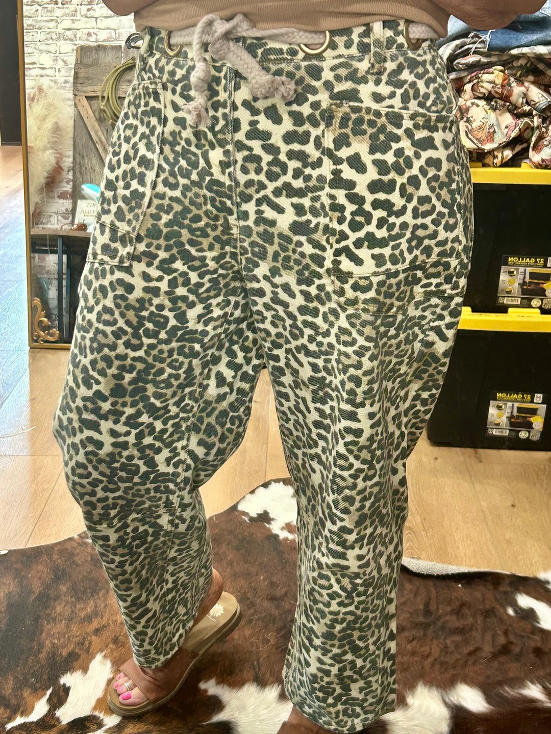 Leopard Print Denim Jeans