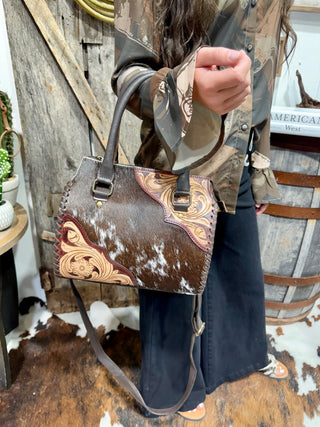 Medium Genuine Cowhide Tooled Leather Speedy Bag