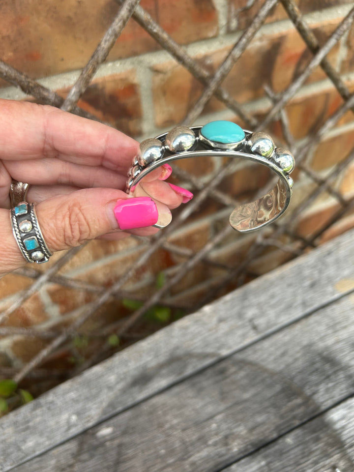 Sterling Silver & Turquoise Bubble Cuff Bracelet