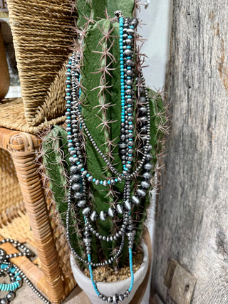 Extra Long Navajo Pearl & Turquoise Bead Necklace – Layered Western Statement Jewelry