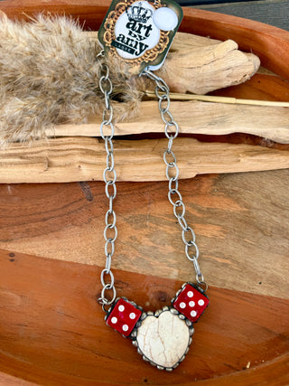 Art By Amy “Love Gambler” Heart & Dice Necklace – 16”