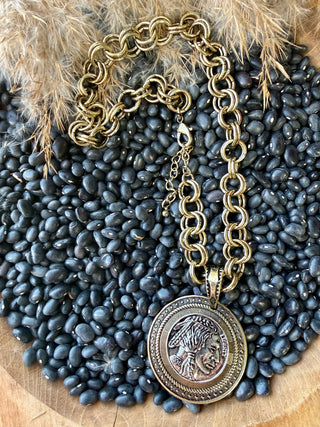 Western Coin Medallion Chunky Chain Necklace | Vintage Buffalo Nickel Pendant | Statement Cowgirl Jewelry