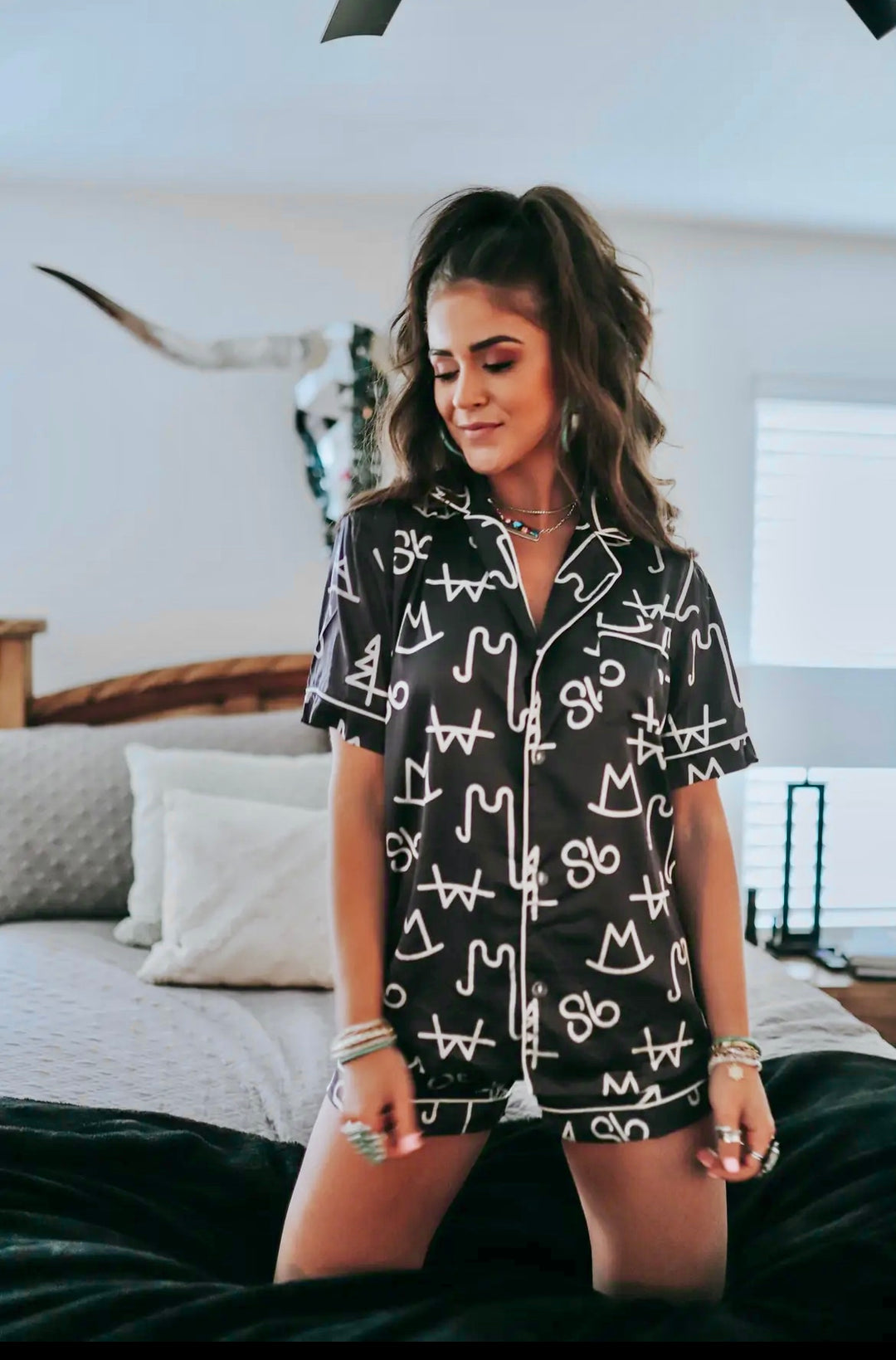 Cattle Brand Satin Lounge Set