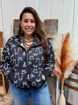 Black Cattle Brand Quarter Zip Pullover