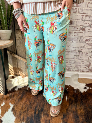 Dusty Teal Howdy Trouser Pants