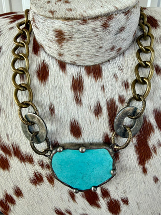 Art By Amy “Brooklyn Slab” Turquoise Statement Necklace – 16–18”