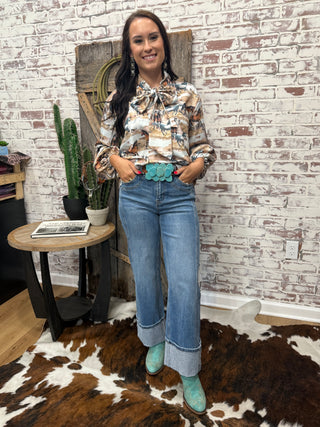 Flying Monkey Wide Leg Cuff Jeans
