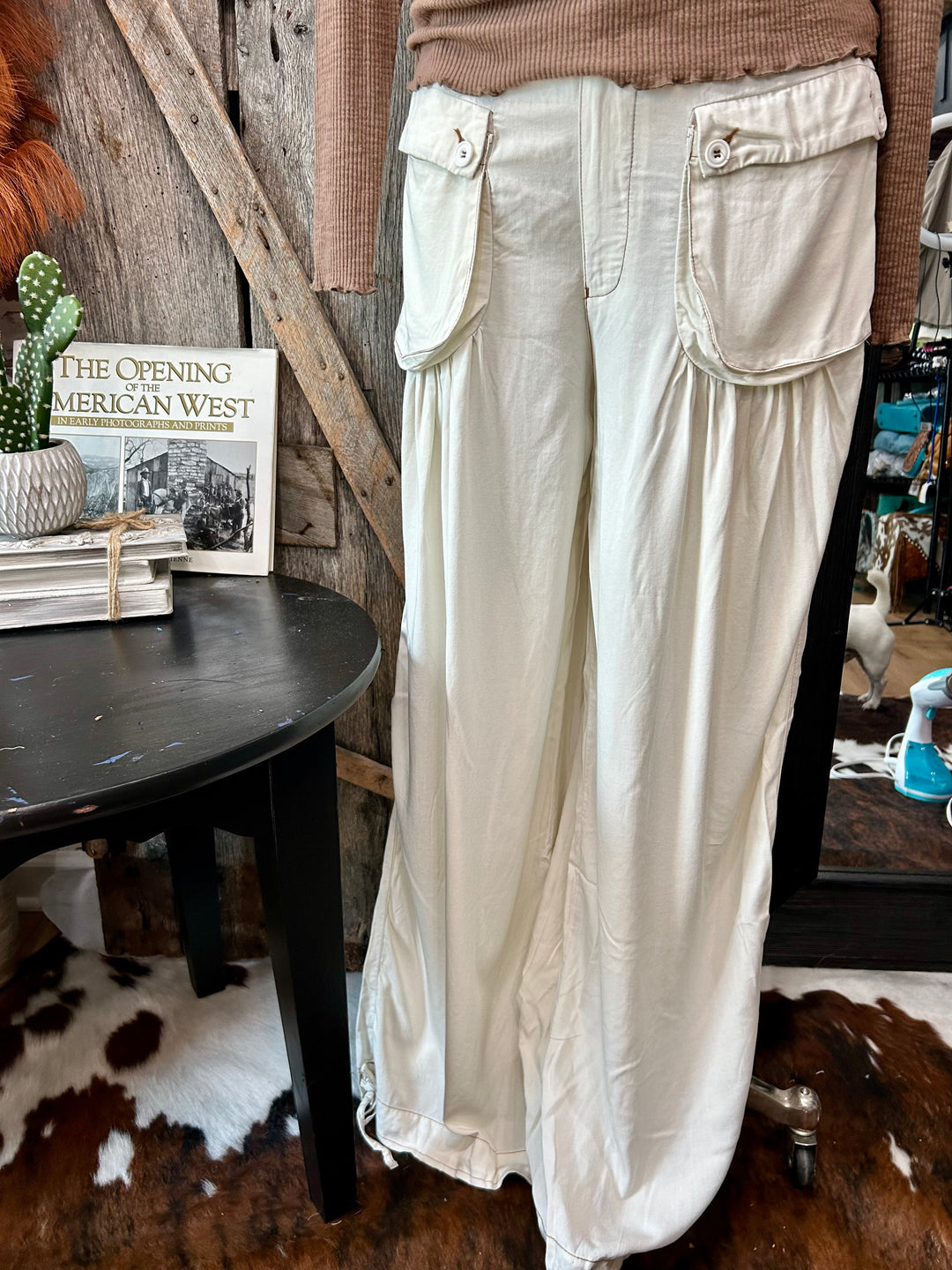 WASHED COLOR TENCEL 3D POCKET WIDE PANTS-FINAL SALE !!
