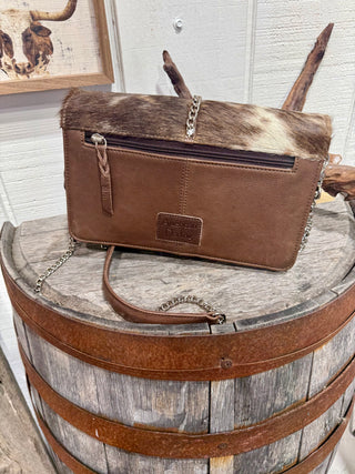 Brindle Hair-On Hide Snaffle Bit Crossbody Bag | Genuine Leather Western Purse