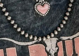 4MM Sterling Silver Navajo Style Pearl Necklace – 18” to 20” Western Layering Necklace