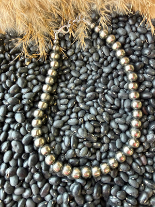 14” 10MM German Silver Navajo Pearl Necklace – Handmade by Navajo Artists 