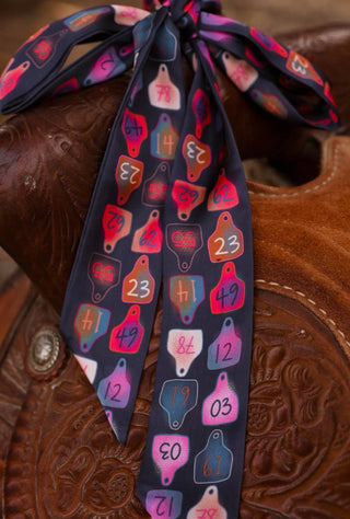 Cattle Tags Silk Twilly Scarf