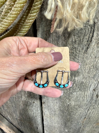 Turquoise Trail Western Buckle Stud Earrings