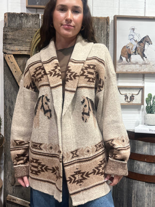 Wild Horses Southwestern Horse Cardigan