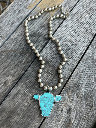 Turquoise (Howlite ) Calf Head Necklace