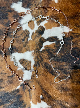 Western Snaffle Bit Adjustable Chain Belt | Rhinestone Horse Bit Belt | Cowgirl Accessory