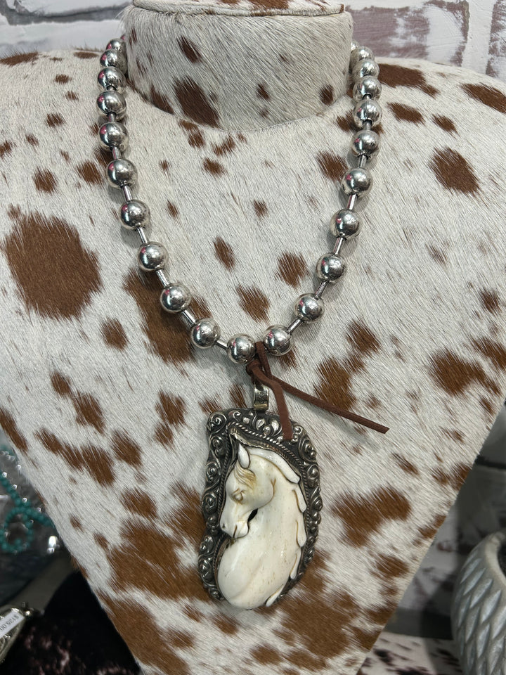 Carved Horse Head Necklace