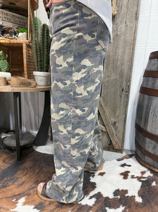 Hidden Brand -Alyx Style Wide Leg Camo Low Slung Baggy Trousers-33” Inseam