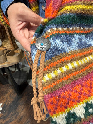 Southwest Sunset Hand-Knit Cardigan – Multicolor Western Pattern Sweater