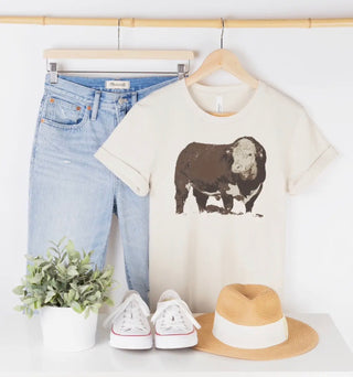 Hereford Bull Graphic T Shirt – Vintage Western Ranch Tee for Women