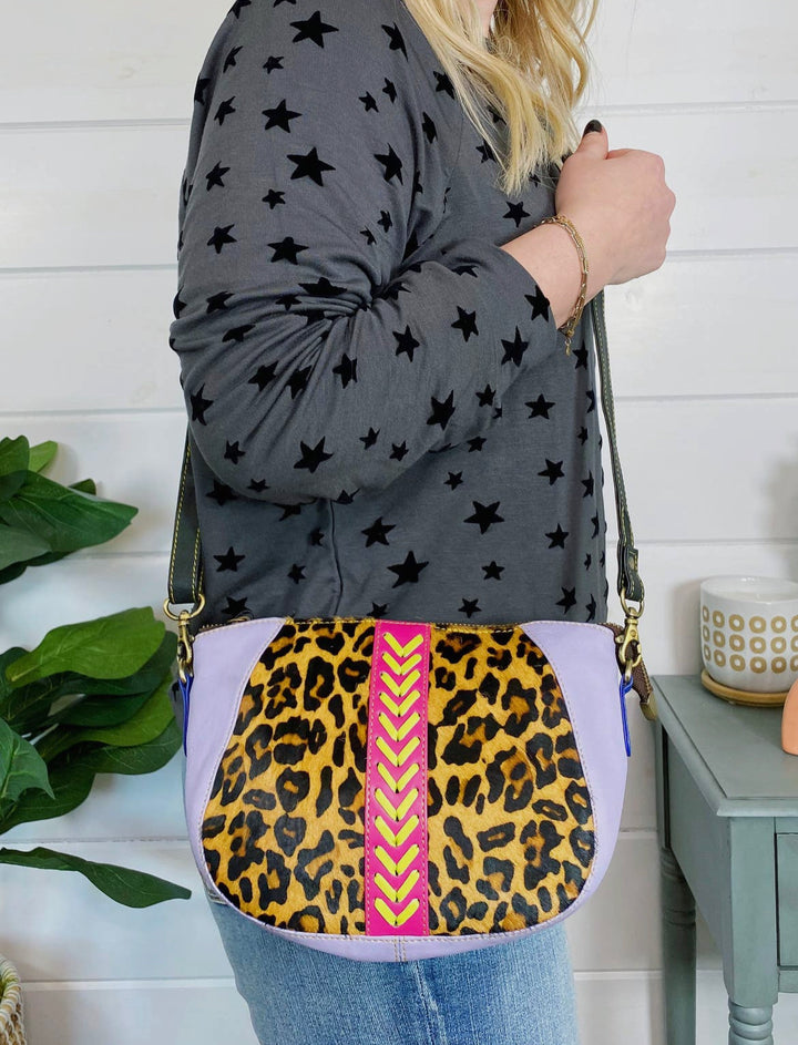 Lani Real Leather Animal Print Crossbody Purse