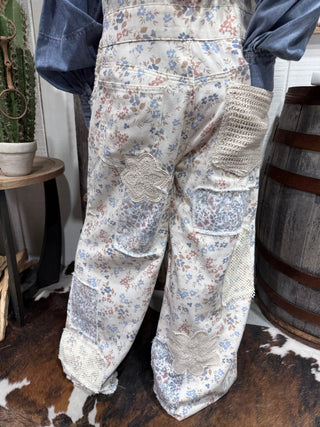 Prairie Romance Floral Patchwork Overalls