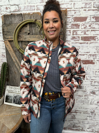 Southern Roots Aztec Print Riding Jacket