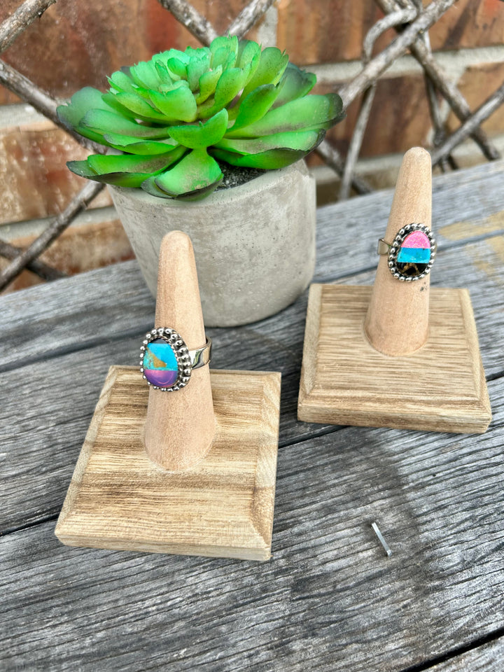 Sterling Silver Turquoise Teardrop Ring-Adjustable