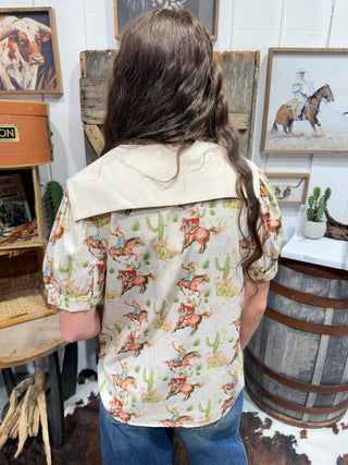 Howdy Hanny Western Cowgirl Button-Up Top