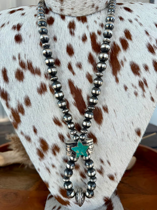 Robert Johnson Reversible Turquoise Jocla Navajo Pearl Necklace – 30” * Native American