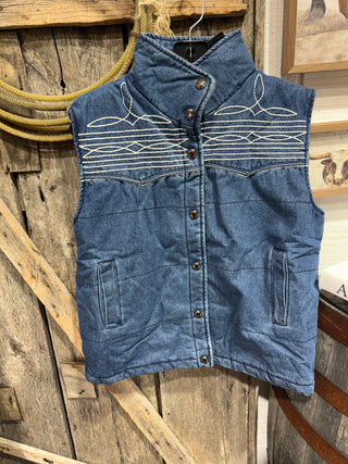 Blue Jean Baby Boot Stitch Western Puffer Vest (model pics coming)