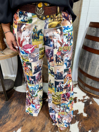 Western Rodeo Cowboy Scene Trouser Pants