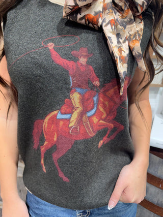 Ropin’ Wild Western Cowboy Sweater Vest