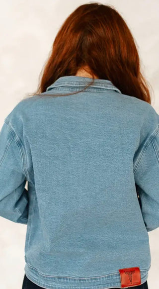 Ride ’Em Cowgirl Embroidered Stretch Denim Jacket
