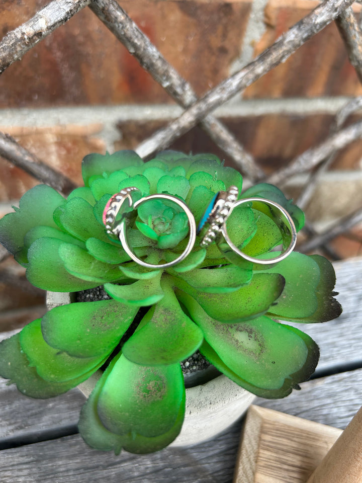 Sterling Silver Turquoise Teardrop Ring-Adjustable