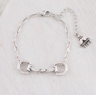 Western Snaffle Bit Bracelet for Women | Silver Horse Bit Paperclip Chain Bracelet