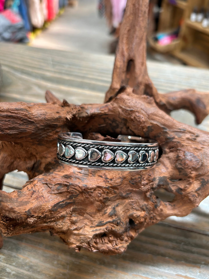 Sterling Silver Heart Cuff Bracelet