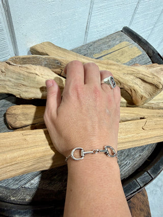 Western Snaffle Bit Bracelet for Women | Silver Horse Bit Paperclip Chain Bracelet