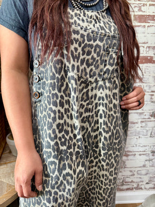 Leopard/Cheetah  Print Wide Leg Overalls – Trendy Women’s Casual Jumpsuit