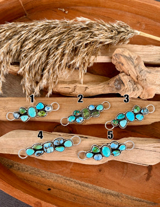 Sterling Silver Multi Stone Turquoise Twilly Slide | Genuine Turquoise Wild Rag Scarf Slide