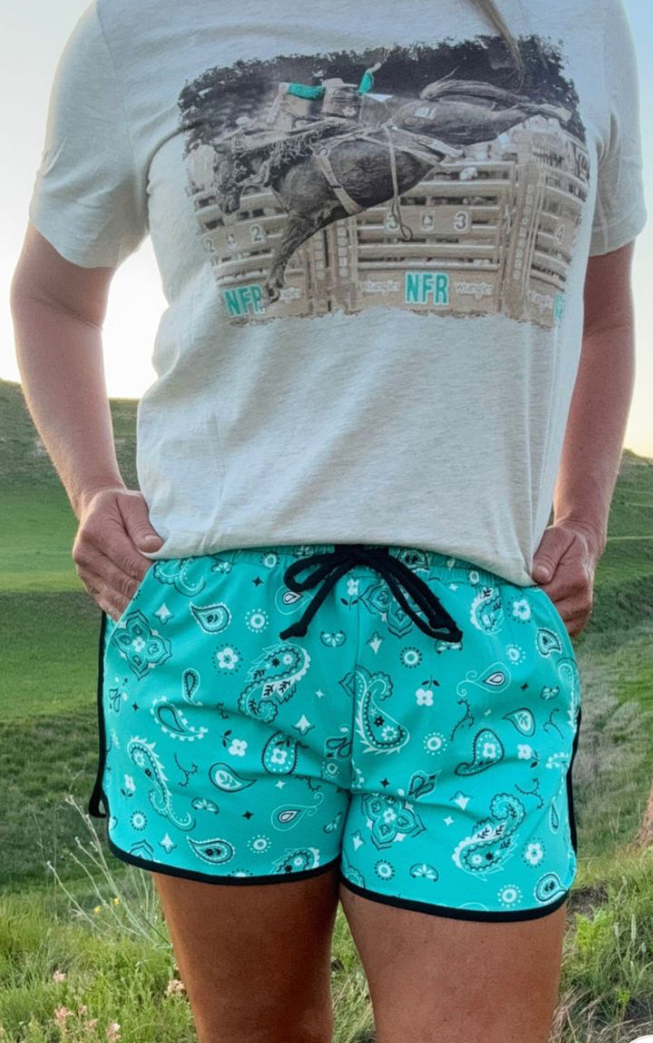 Turquoise Bandana Babe Shorts