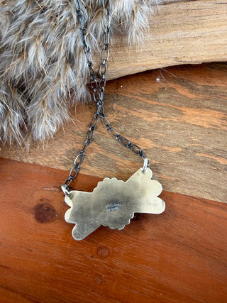 Sonoran Gold Turquoise Sterling Silver Wing Necklace- Native Verley Betone