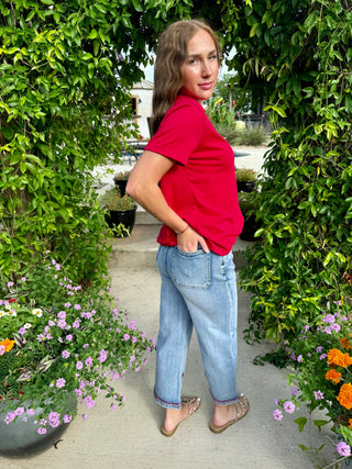 Embroidered Horse Cropped Wide Leg Jeans | Western Denim Capris for Women