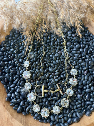 Gold Snaffle Bit Dainty Rhinestone Necklace | Western Glam Horse Bit Statement | Cowgirl Layering Chain-18”