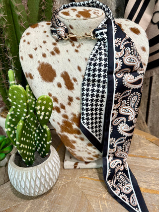 Black Check & Paisley Twilly