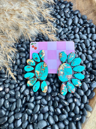 Henley Turquoise Clay Half Cluster Earrings – Bold Western Statement Jewelry