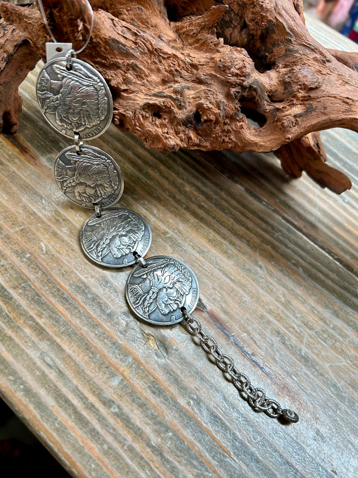 Silver Buffalo Nickel Link Bracelet