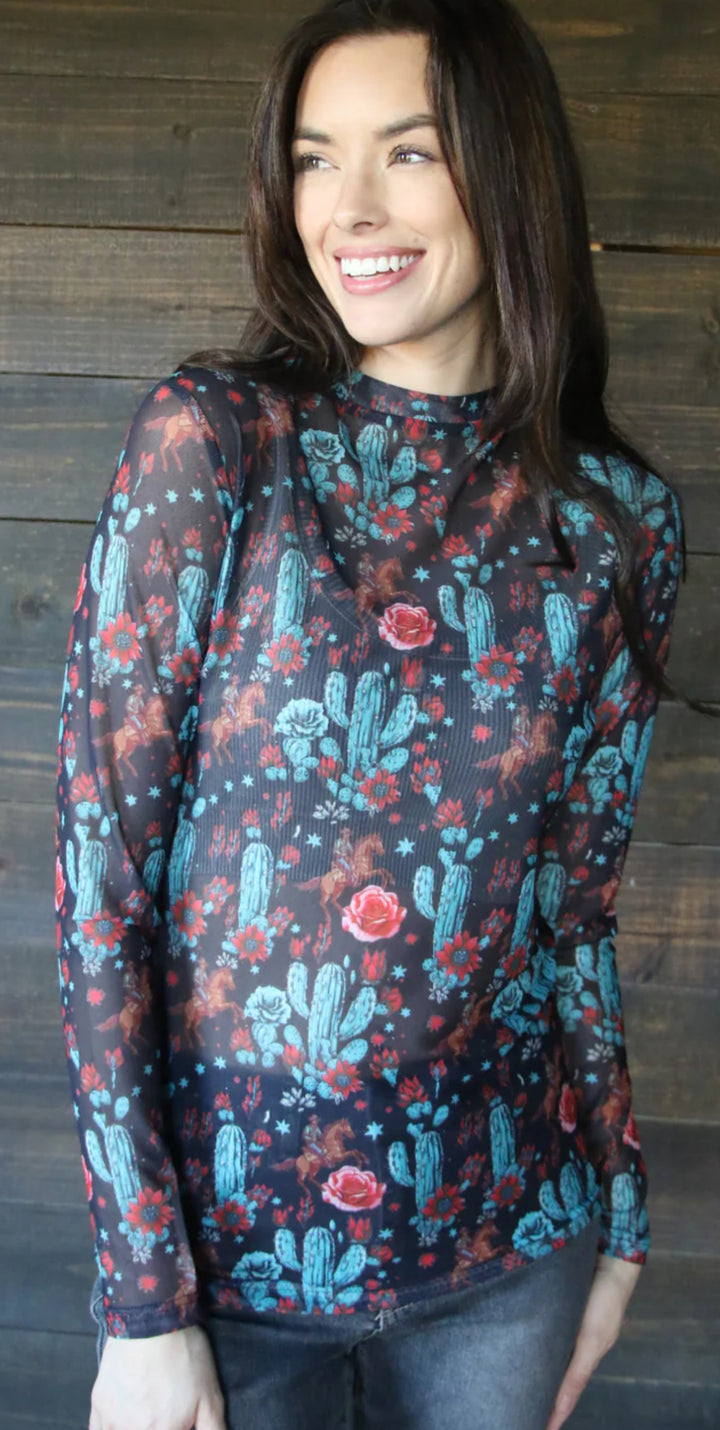 The Cactus Rose Mesh Top