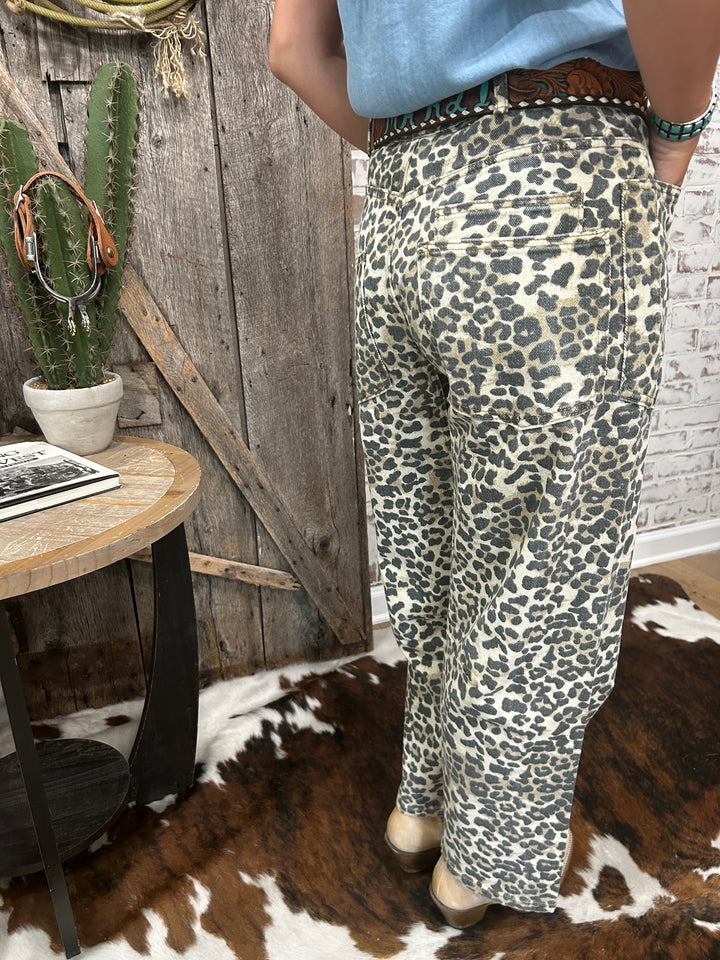 Leopard Print Denim Jeans