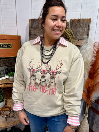 Ho Ho Ho Reindeer Sweatshirt – Pink Bow Christmas Cowgirl Pullover